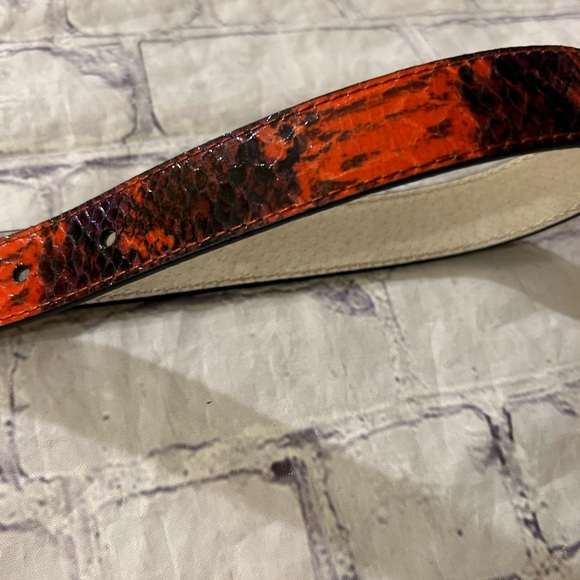 NINE WEST RED/BLACK SKIN PRINT COVERED BUCKLE BELT LEATHER LINING WOMENS XL - Picture 11 of 12